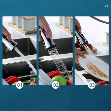 720° Rotatable Kitchen Faucet Spray Head – Versatile Three-Function Water Control 7
