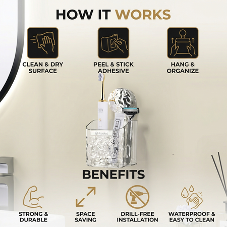 Adhesive Bathroom Storage Shelf – Effortless Space-Saving Organization 2