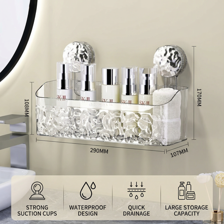 Adhesive Bathroom Storage Shelf – Effortless Space-Saving Organization 5