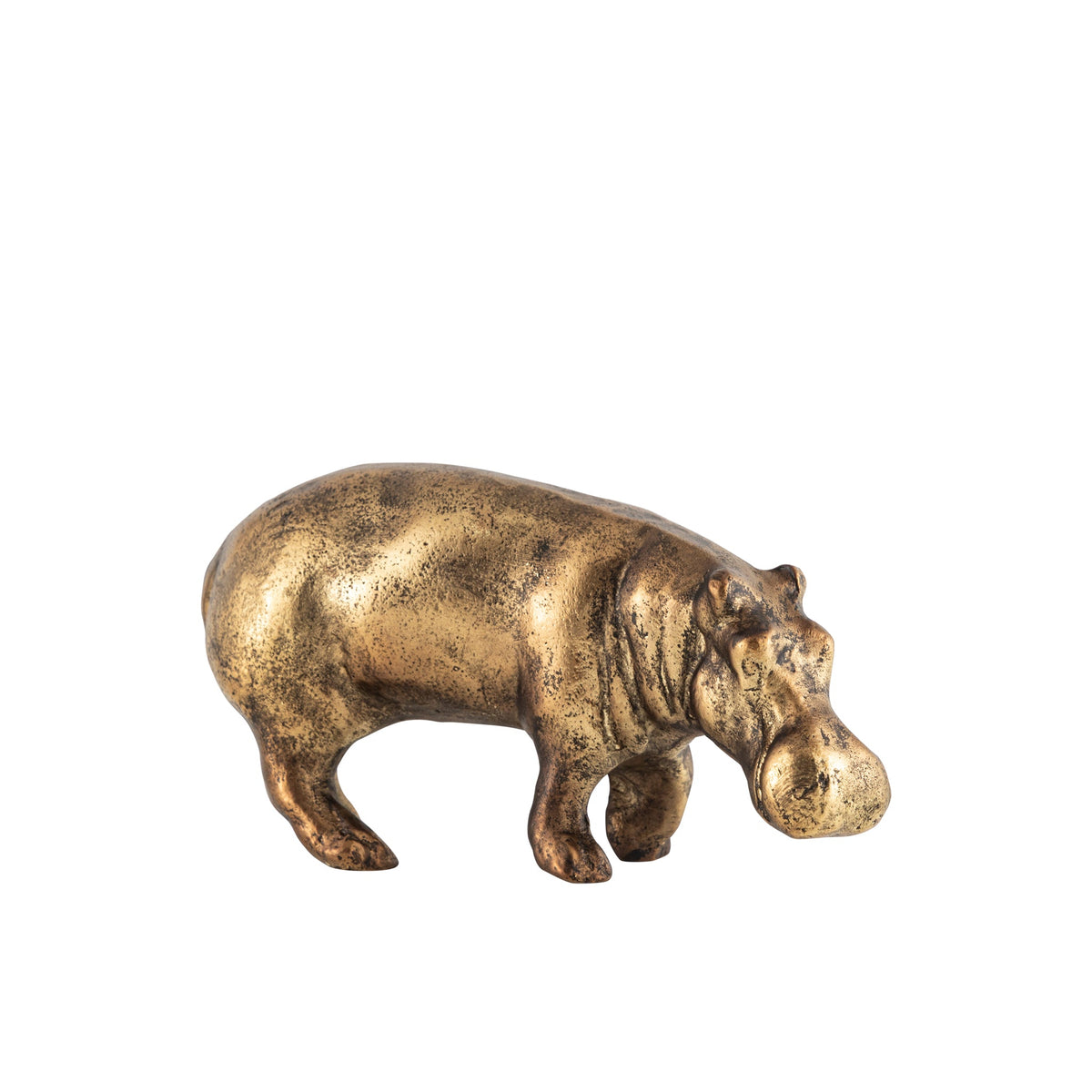 Antique Brass Hippopotamus Statue – Whimsical Charm for Elegant Interiors 2