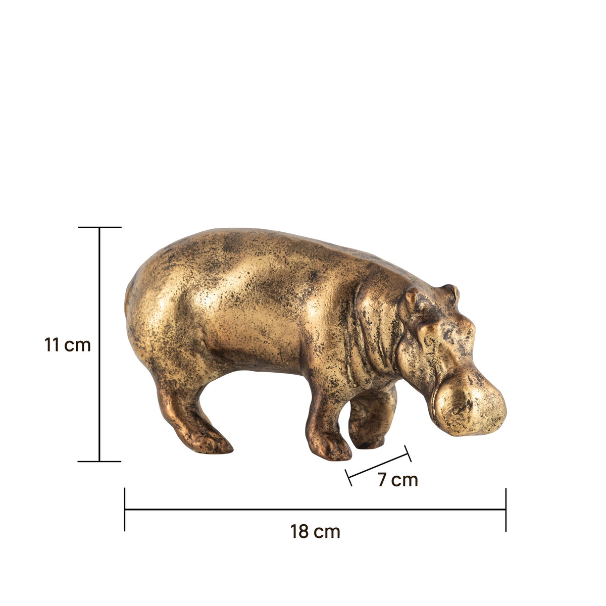 Antique Brass Hippopotamus Statue – Whimsical Charm for Elegant Interiors 3