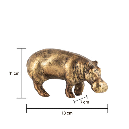 Antique Brass Hippopotamus Statue – Whimsical Charm for Elegant Interiors 3