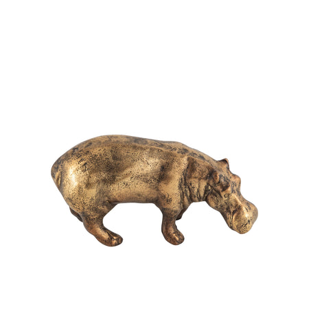 Antique Brass Hippopotamus Statue – Whimsical Charm for Elegant Interiors 4