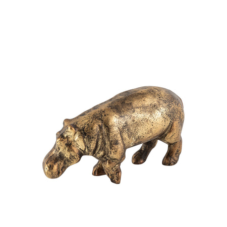 Antique Brass Hippopotamus Statue – Whimsical Charm for Elegant Interiors 5