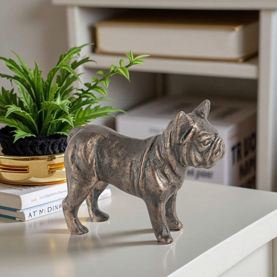 Antique Bronze Pug Dog Statue – Elegant Statuary for Unique Home Decor 0