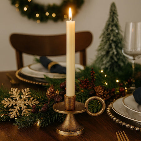 Corby Short Taper Candle Holder Antique Brass – Timeless Elegance for Refined Spaces 1