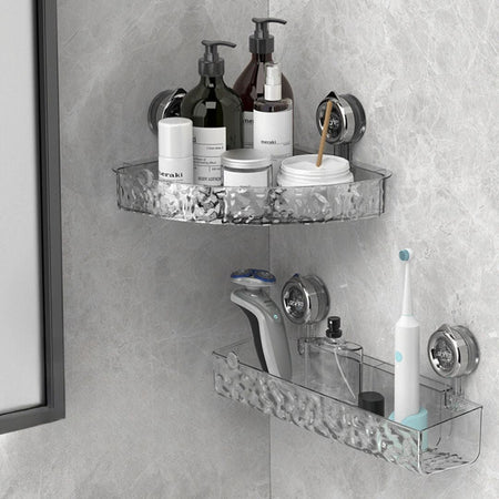 Corner Grip Suction Shelf – Maximize Bathroom Storage Effortlessly 0