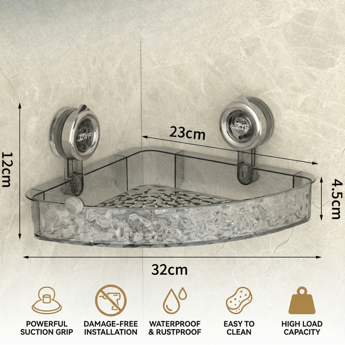 Corner Grip Suction Shelf – Maximize Bathroom Storage Effortlessly 6