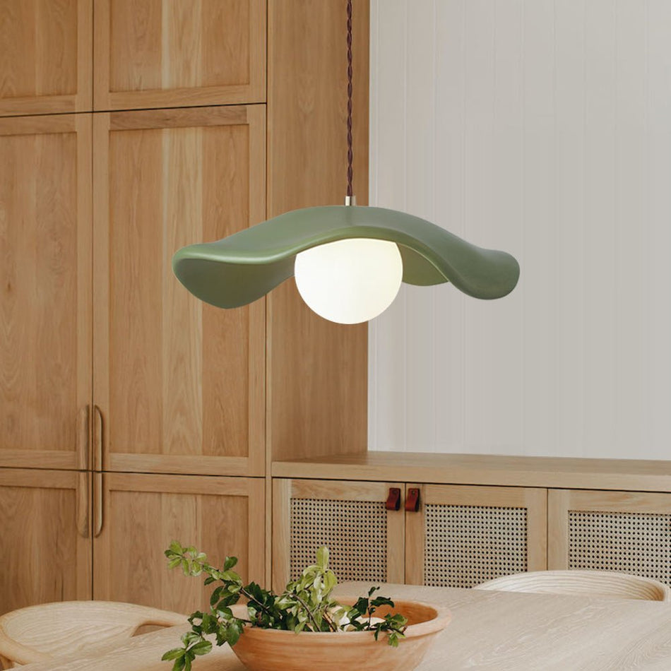 Curved Hat-Shade Ceramic Pendant Light – Vintage Elegance for Cozy Spaces 0