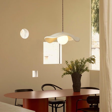 Curved Hat-Shade Ceramic Pendant Light – Vintage Elegance for Cozy Spaces 2