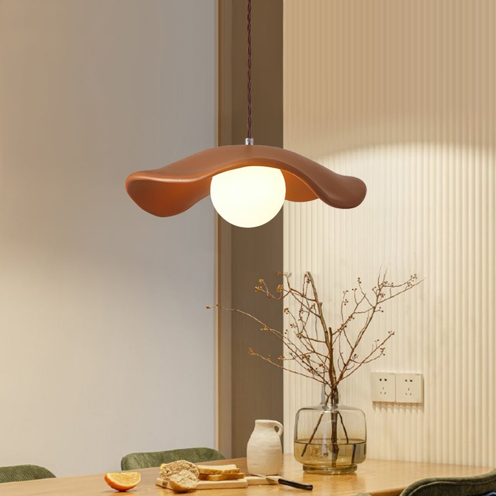 Curved Hat-Shade Ceramic Pendant Light – Vintage Elegance for Cozy Spaces 3