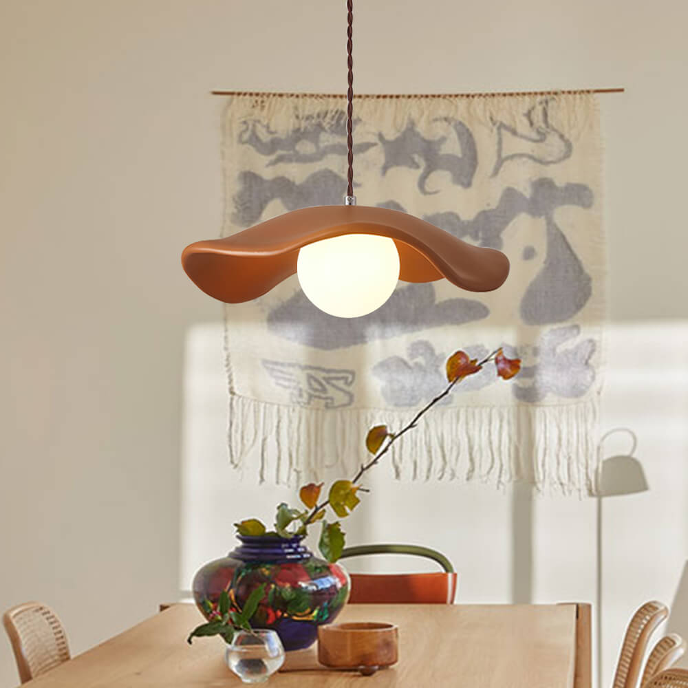 Curved Hat-Shade Ceramic Pendant Light – Vintage Elegance for Cozy Spaces 4