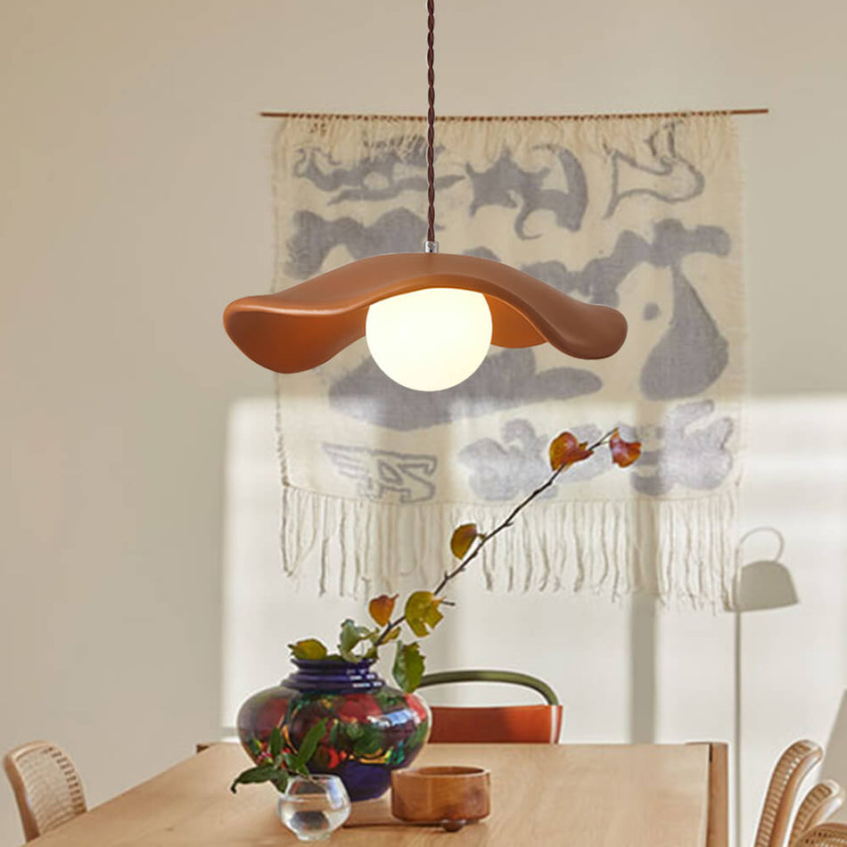 Curved Hat-Shade Ceramic Pendant Light – Vintage Elegance for Cozy Spaces 4