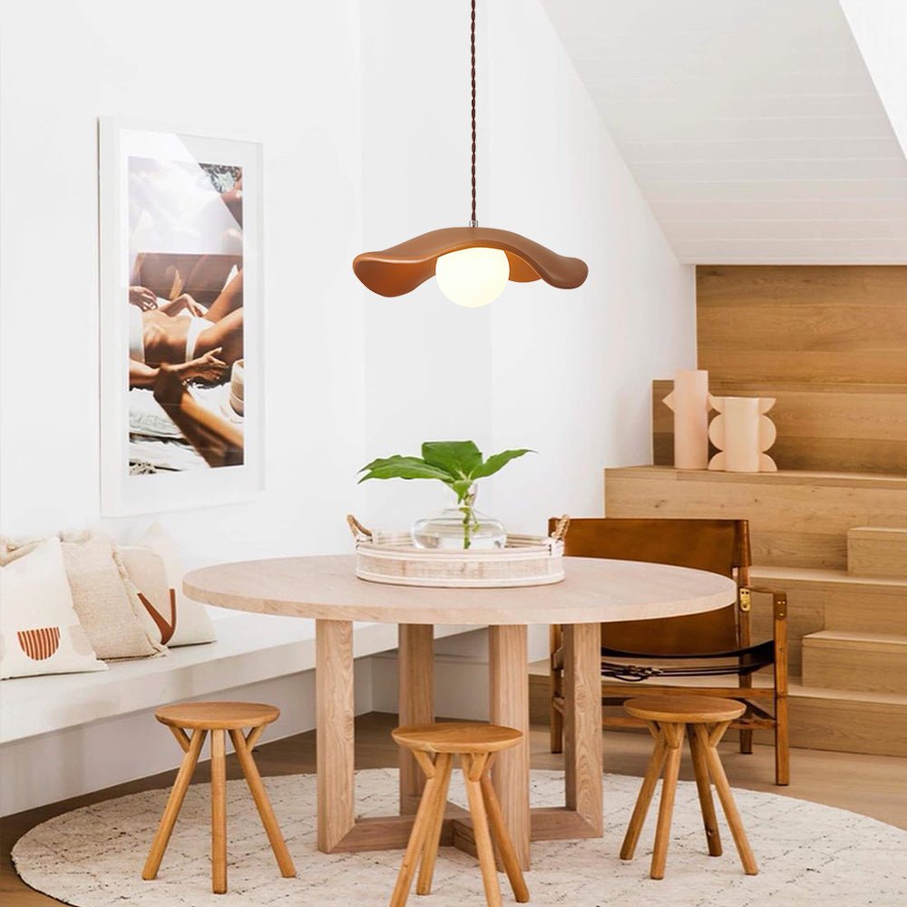 Curved Hat-Shade Ceramic Pendant Light – Vintage Elegance for Cozy Spaces 6