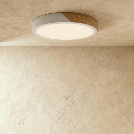 Delphi Flush Mount Ceiling Light – Elegant Wood and Metal Design 0