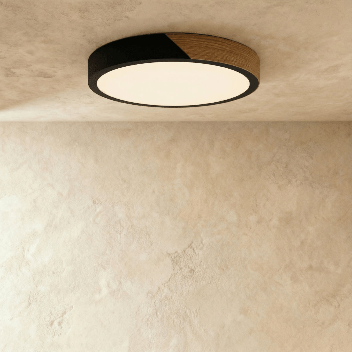 Delphi Flush Mount Ceiling Light – Elegant Wood and Metal Design 1