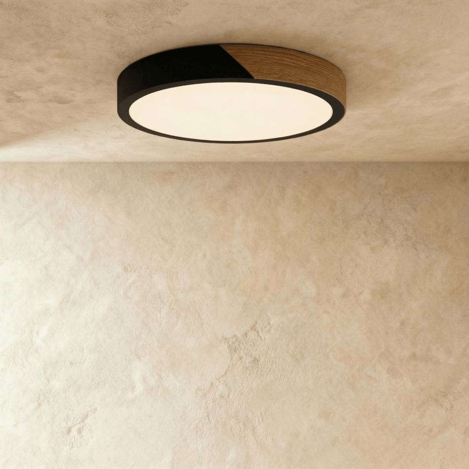 Delphi Flush Mount Ceiling Light – Elegant Wood and Metal Design 1