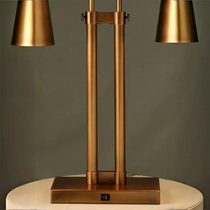 Double table lamp with metal shades