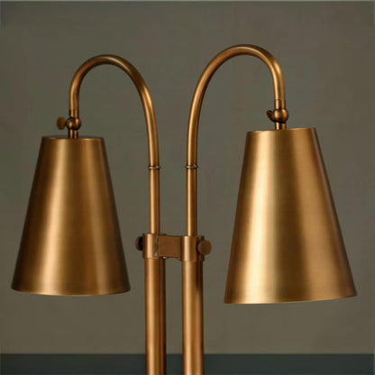 Double table lamp with metal shades