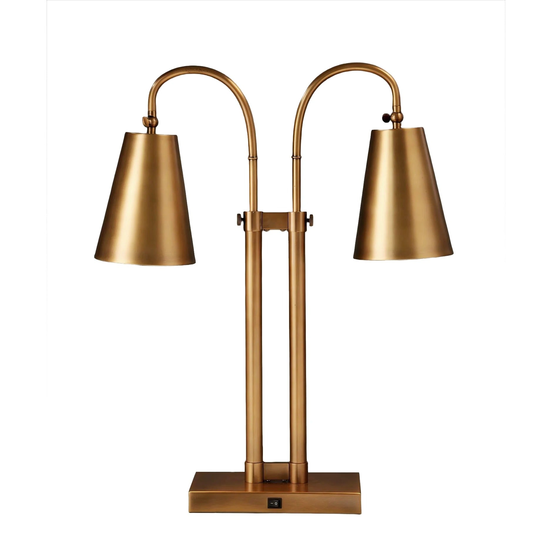 Double table lamp with metal shades