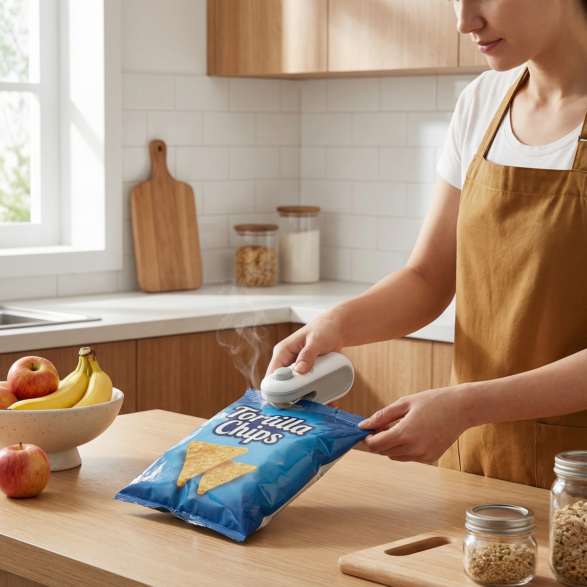Dual-Function Mini Sealer – Effortless Food Preservation and Opening 0