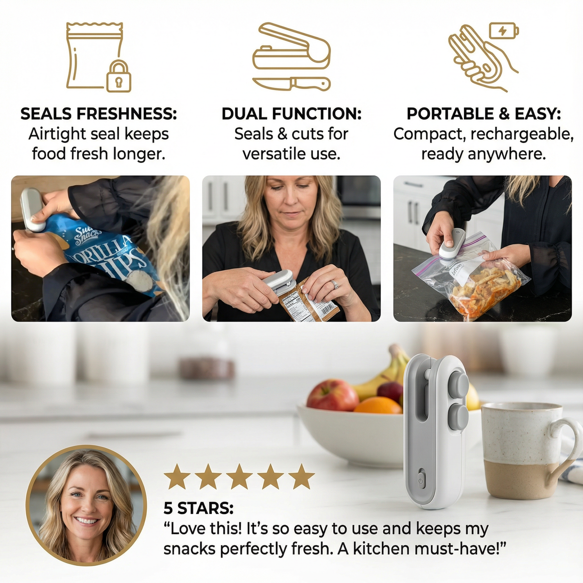Dual-Function Mini Sealer – Effortless Food Preservation and Opening 2