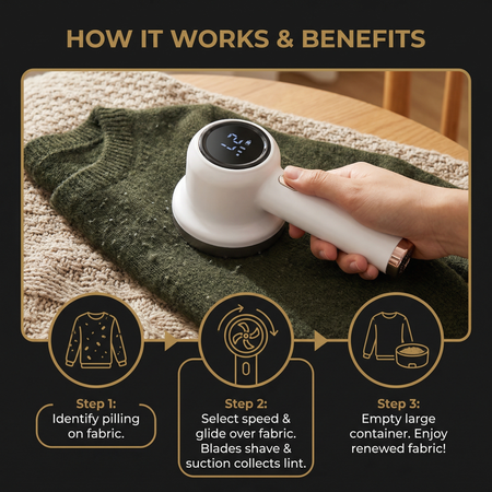Electric Lint Remover LED Display – Effortless Fabric Care For All Fabrics 3