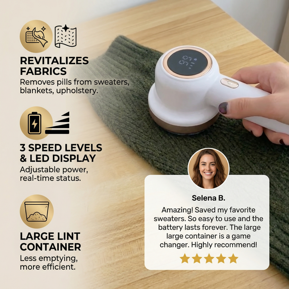 Electric Lint Remover LED Display – Effortless Fabric Care For All Fabrics 4