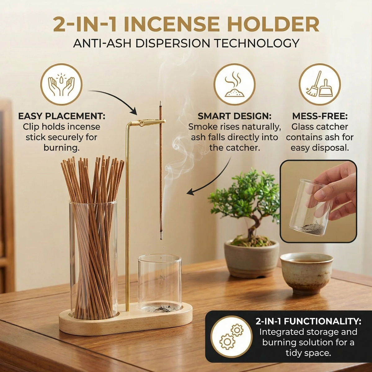 Elegant 2-in-1 Incense Holder Set – Soothing Aromatherapy for Serenity 1