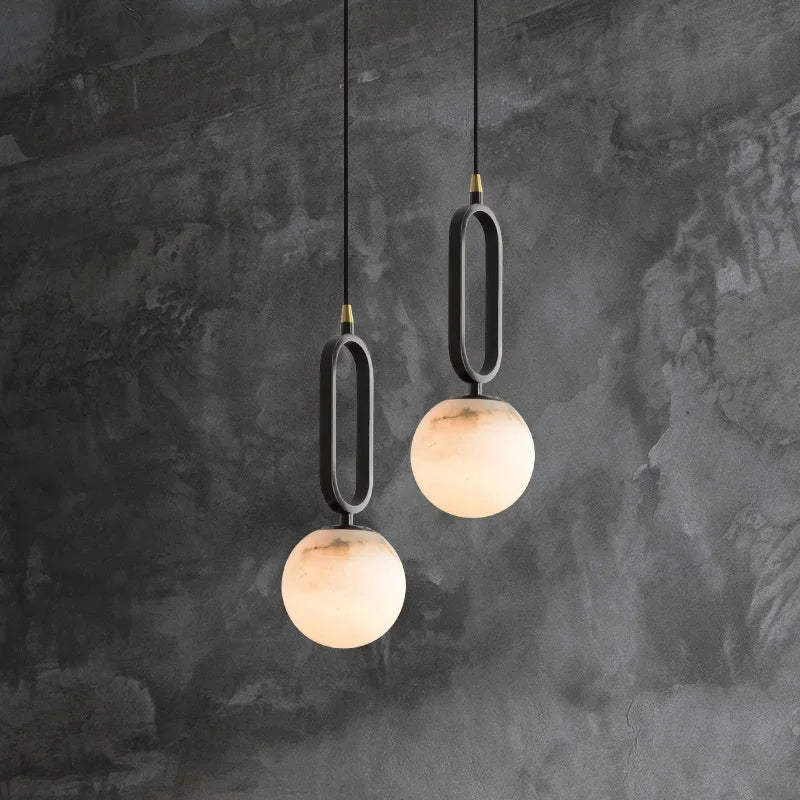 Hulda Natural Marble Black Pendant Light – Elegant Design for Sophisticated Spaces 0