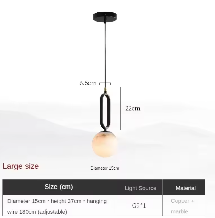 Hulda Natural Marble Black Pendant Light – Elegant Design for Sophisticated Spaces 5