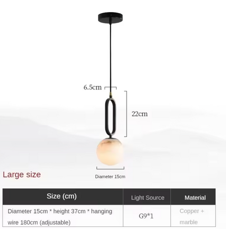 Hulda Natural Marble Black Pendant Light – Elegant Design for Sophisticated Spaces 5