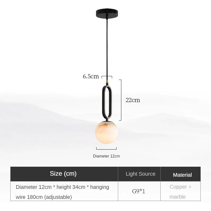 Hulda Natural Marble Black Pendant Light – Elegant Design for Sophisticated Spaces 6