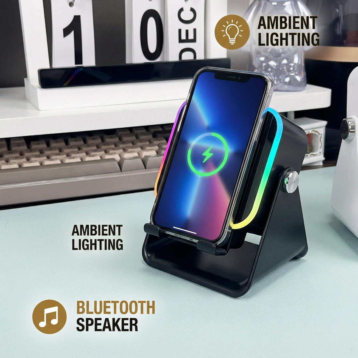 Multifunctional Bluetooth Speaker – Clear Sound with Ambient Lighting 3