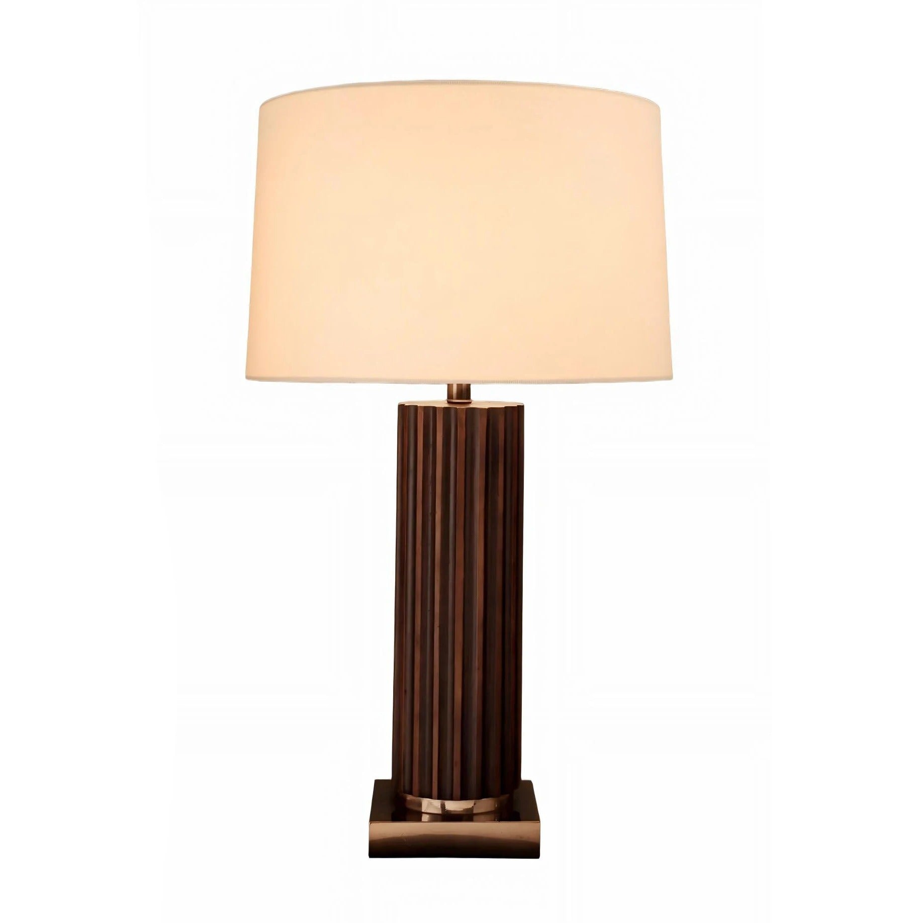 Ribbed wooden table lamp