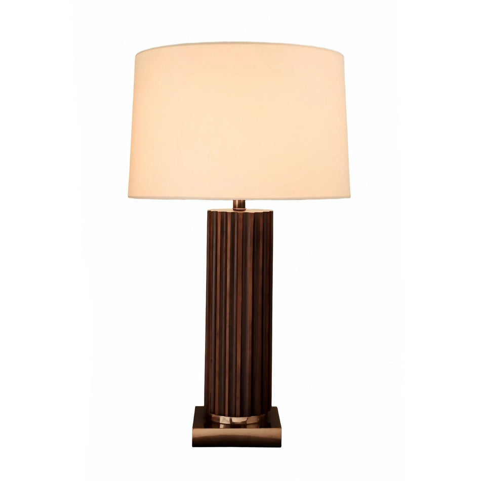 Ribbed wooden table lamp