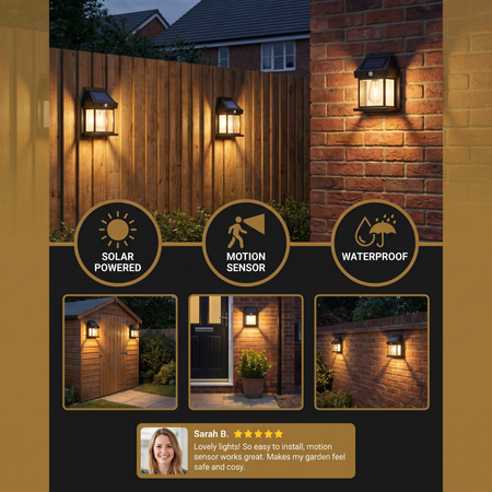 Solar LED Wall Light – Elegant Outdoor Illumination For Gardens 3