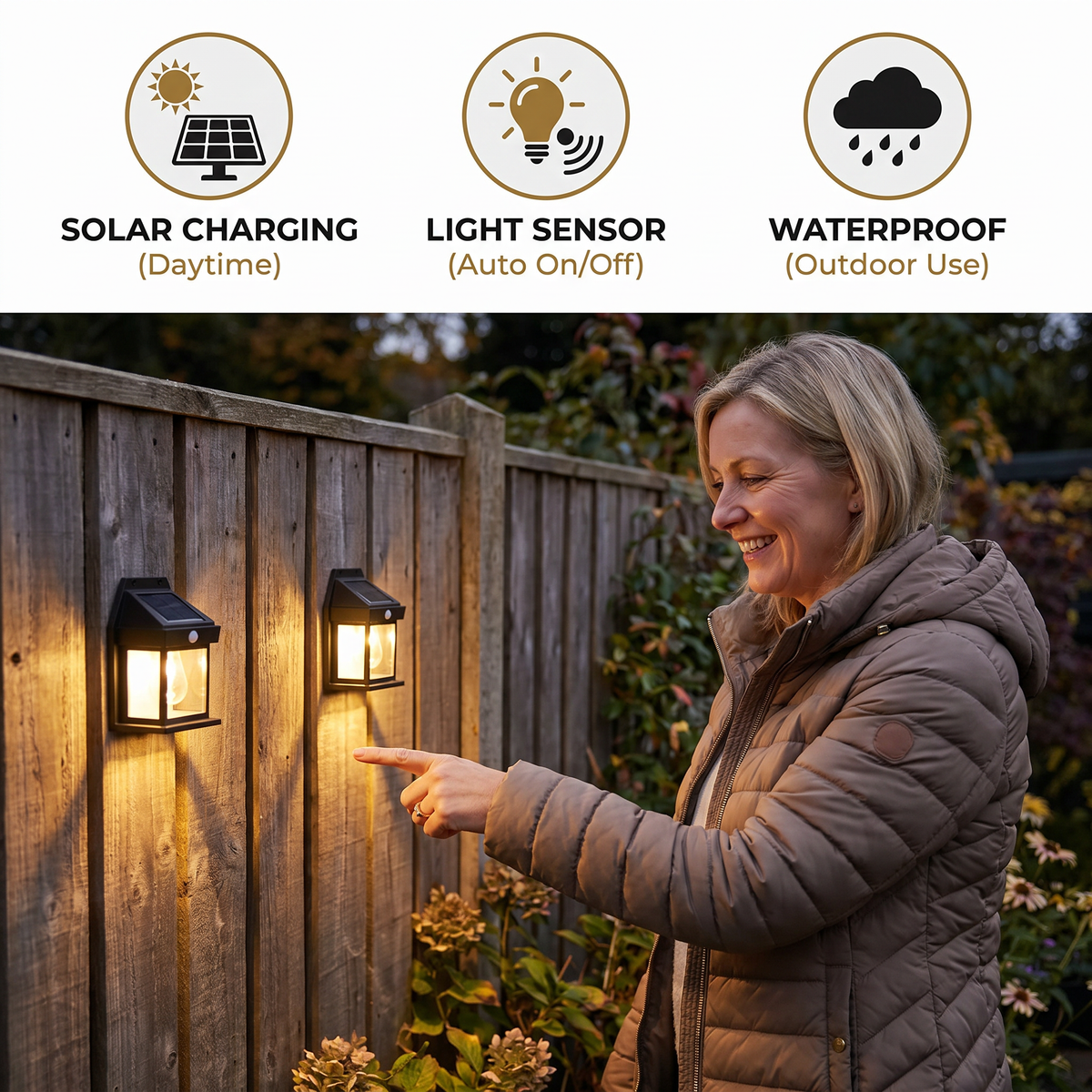 Solar LED Wall Light – Elegant Outdoor Illumination For Gardens 5