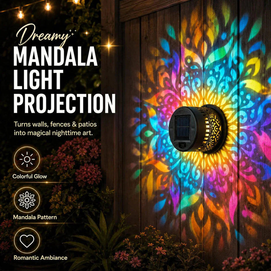 Solar Mandala Wall Light Projector – Enchanting Patterns for Your Outdoor Oasis 0
