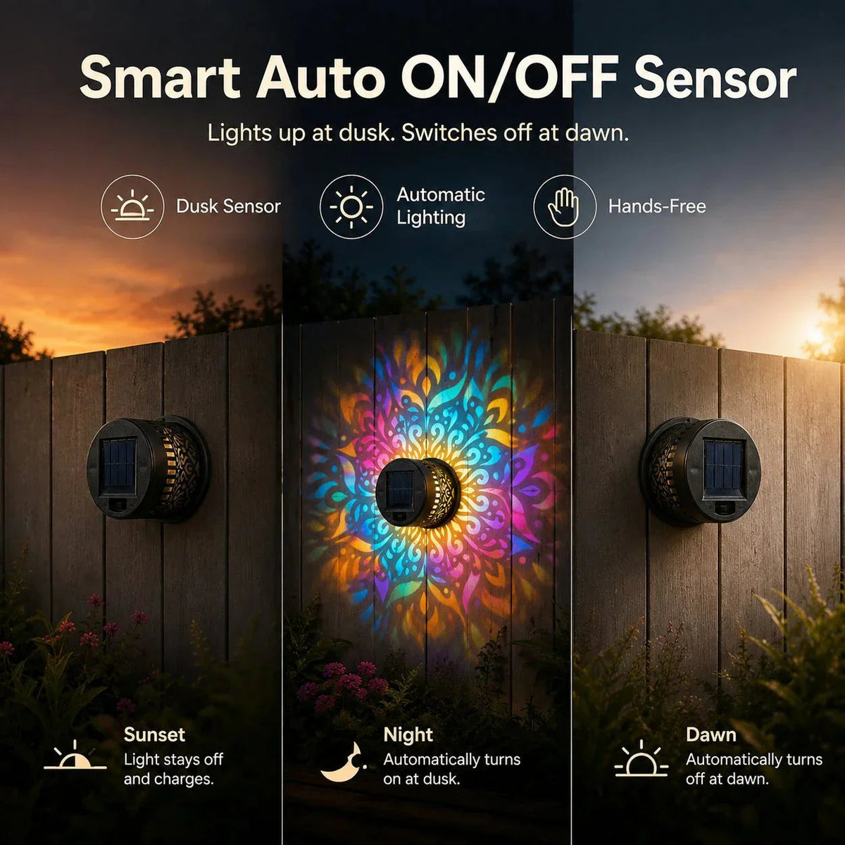 Solar Mandala Wall Light Projector – Enchanting Patterns for Your Outdoor Oasis 3