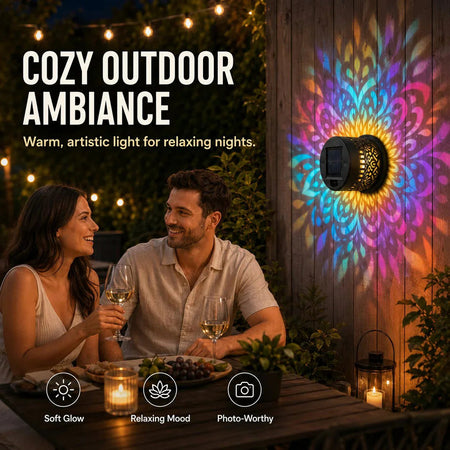 Solar Mandala Wall Light Projector – Enchanting Patterns for Your Outdoor Oasis 7