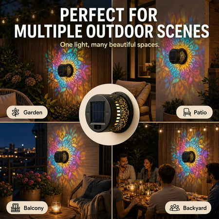 Solar Mandala Wall Light Projector – Enchanting Patterns for Your Outdoor Oasis 8