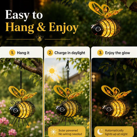 Solar Powered Hanging Bee Light – Whimsical Outdoor Illumination 4