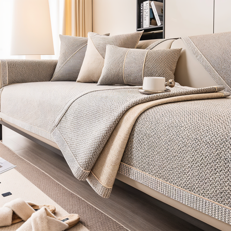 Solid Cotton Sofa Cover – Enhance Your Living Space with Elegance 1