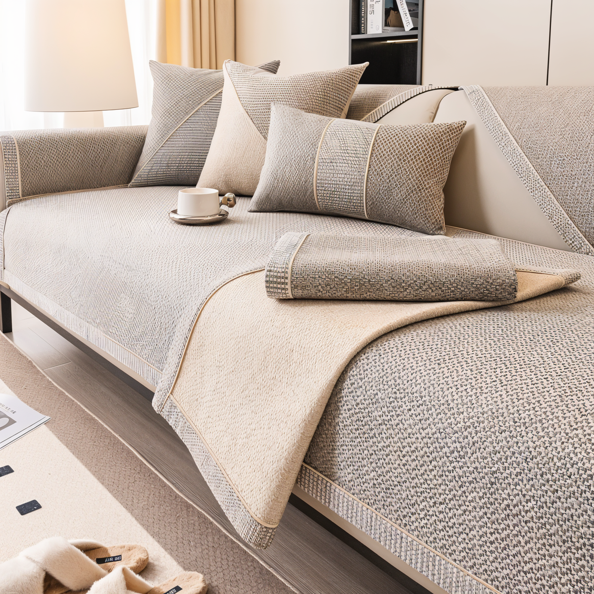 Solid Cotton Sofa Cover – Enhance Your Living Space with Elegance 2