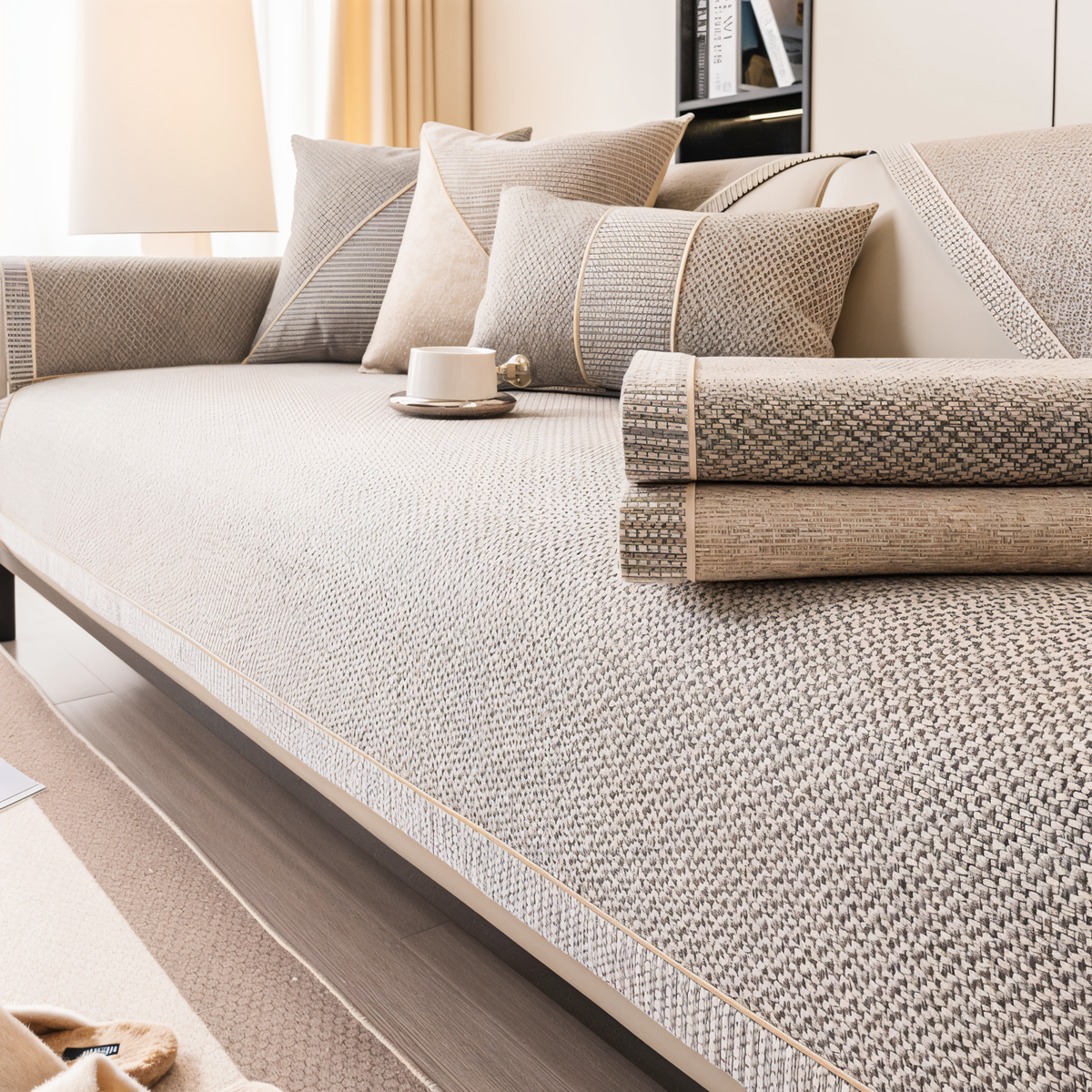 Solid Cotton Sofa Cover – Enhance Your Living Space with Elegance 3