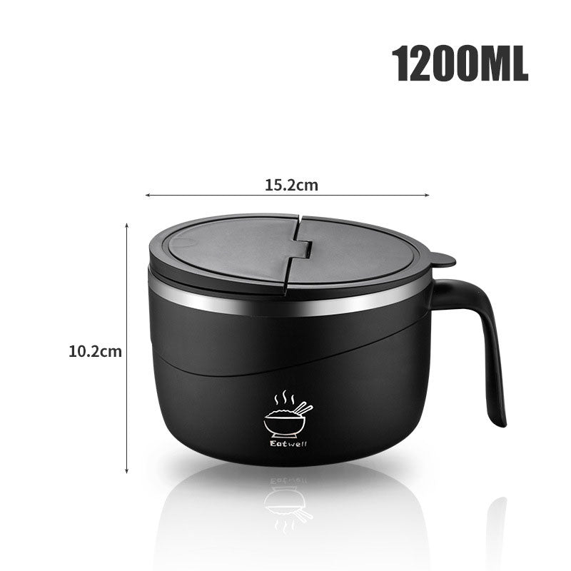Stainless Steel Insulated Noodle Bowl – Perfect For Hot Meals On-The-Go 0