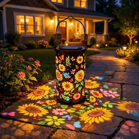 Sunflower Glow Outdoor Solar Lantern – Charming Floral Illumination for Gardens 0