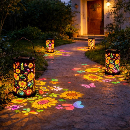 Sunflower Glow Outdoor Solar Lantern – Charming Floral Illumination for Gardens 5