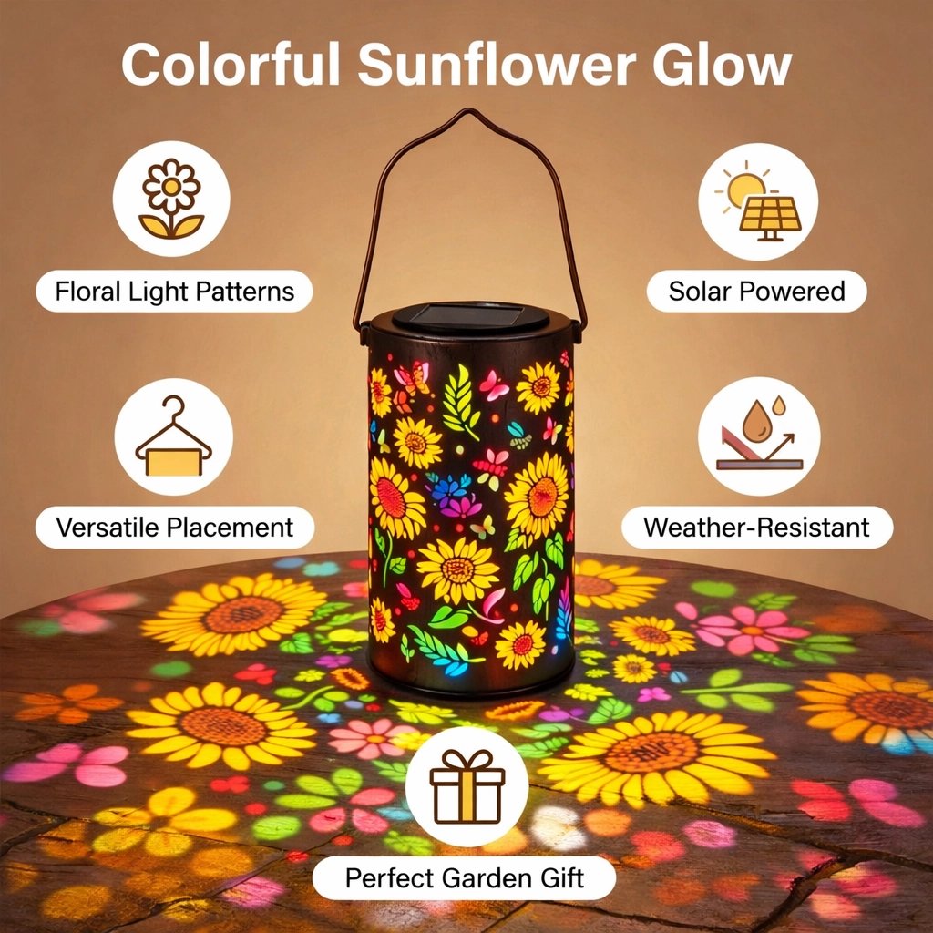 Sunflower Glow Outdoor Solar Lantern – Charming Floral Illumination for Gardens 7